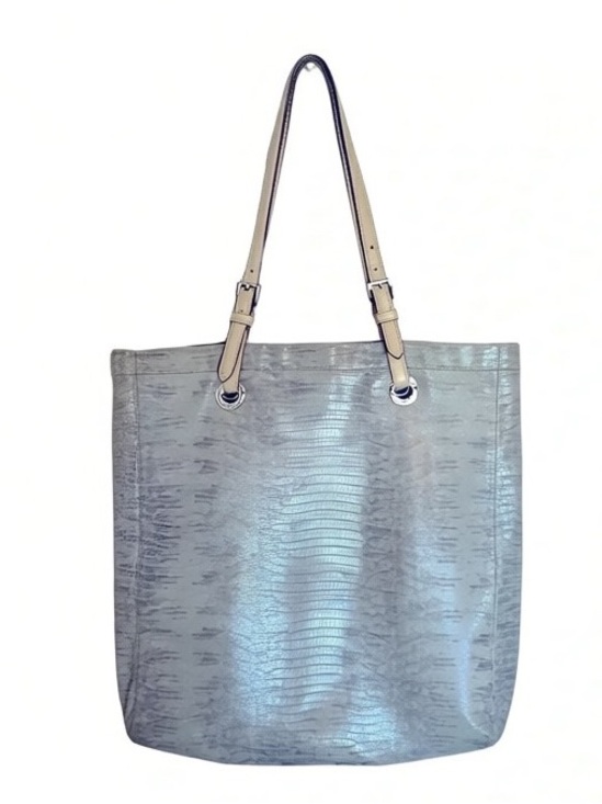Michael Kors Handbags - Michael Kors Silver Metallic Snakeprint Shoulder Tote Bag